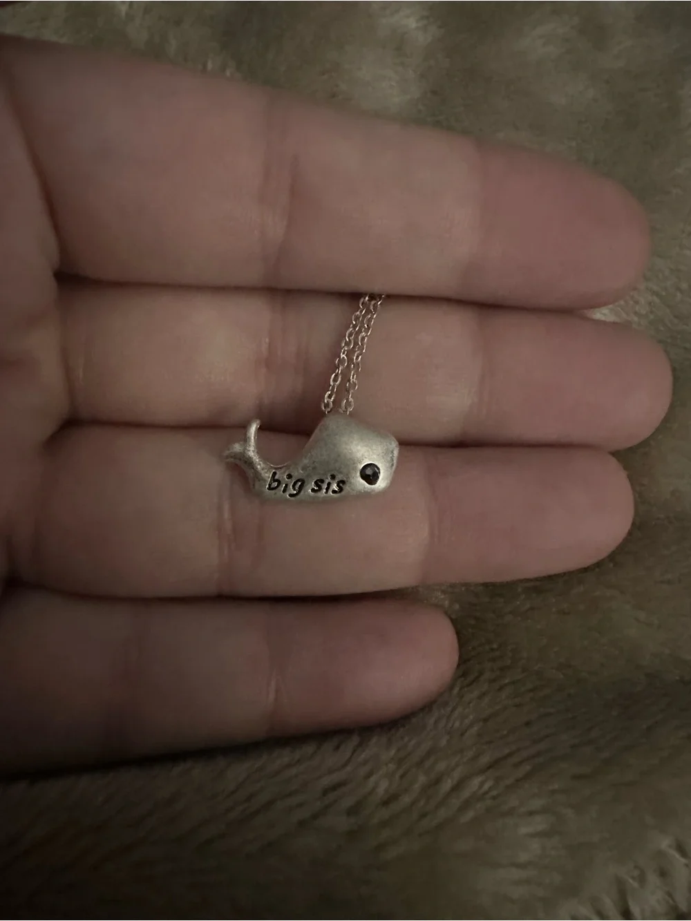 Claire's Silver Tone 'Big Sis' Whale Necklace